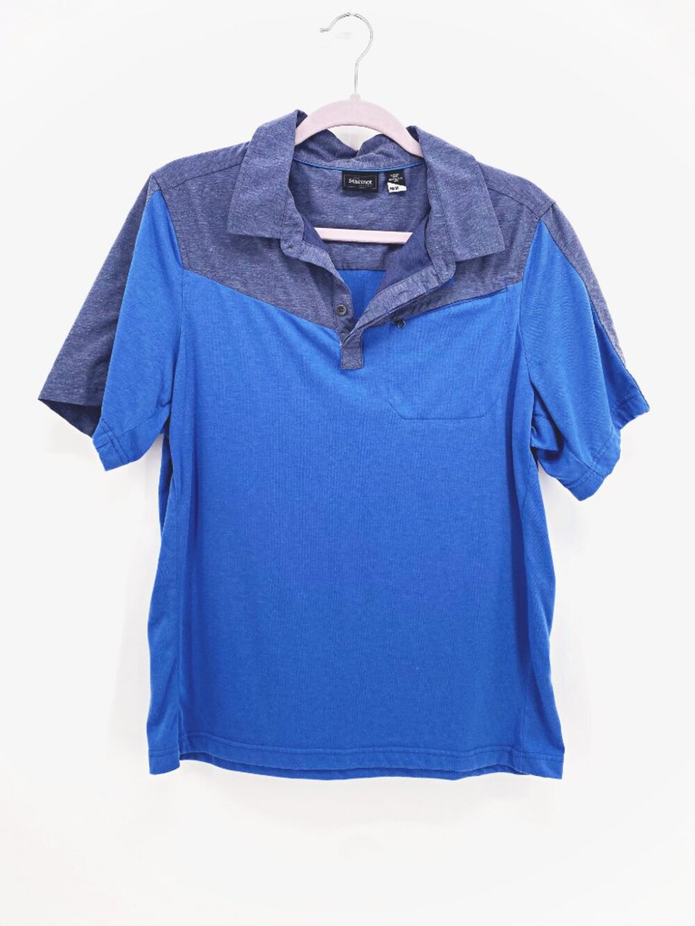 Men's Marmot Blue Colorblock Polo Shirt